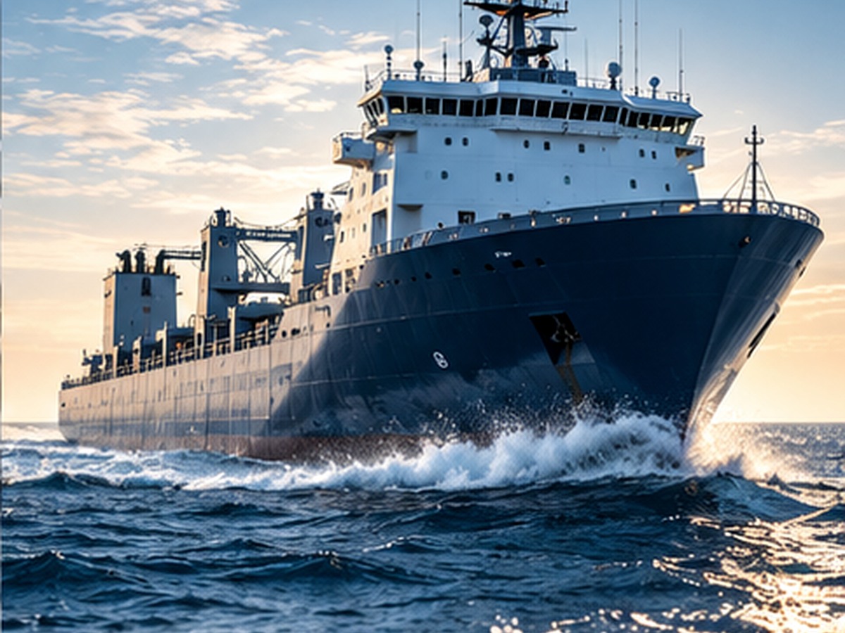 Vas maritim în larg, reprezentând industria navală